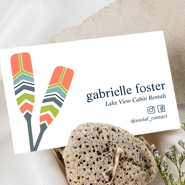 Tarjeta De Visita Moda Oars Lake Ocean Beach Cabin Vacaciones Rental (Subido por el creador)