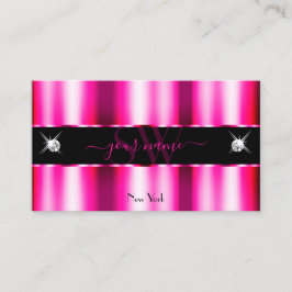 Tarjeta De Visita Moda Ombre Rojo Rosa Negro Joyas Esparkle Monogram