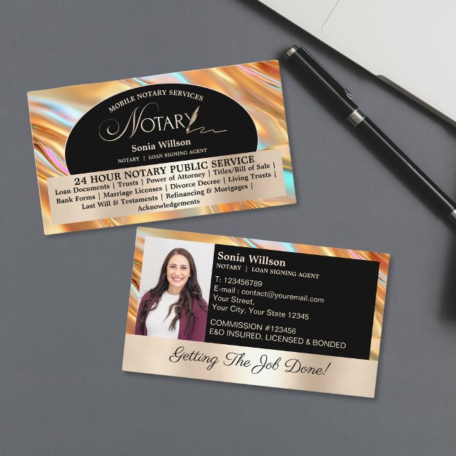 Tarjeta De Visita Moda Opal Mobile Notary & Loan Firma Agent Photo (Subido por el creador)