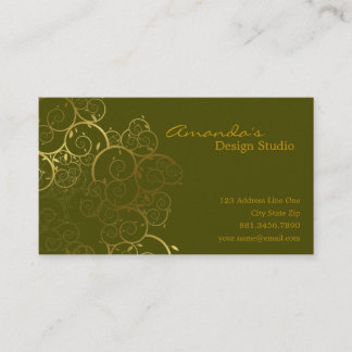 Tarjeta De Visita Moda ornamental del vintage de Deco de las hojas
