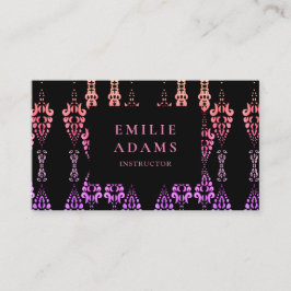 Tarjeta De Visita Moda ornamental rosada y púrpura
