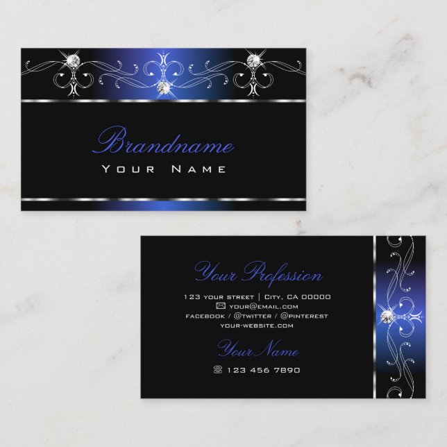 Tarjeta De Visita Moda Ornamentos de pulseras azules negras Joyas de (Anverso / Reverso)