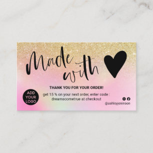 Tarjeta De Visita Moda oro holográfico gracias hecho con amor