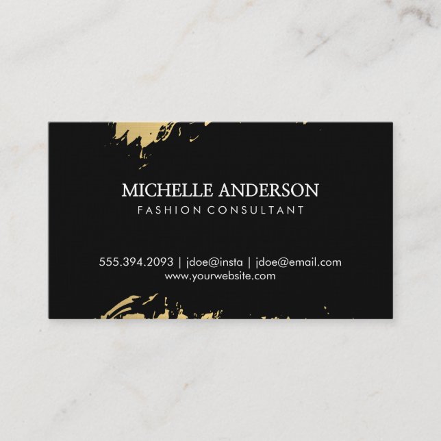 Tarjeta De Visita Moda Oro Negro Bruñido (Anverso)