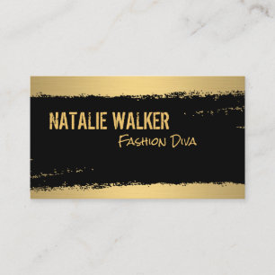 Tarjeta De Visita Moda Oro Pincel de textura negro