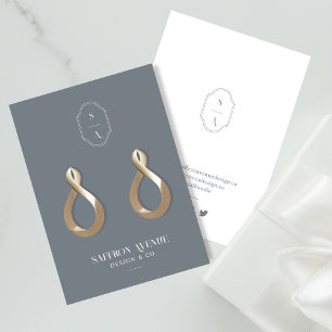Tarjeta De Visita Moda Pantalla Mínima De Gris Personalizado Monogra