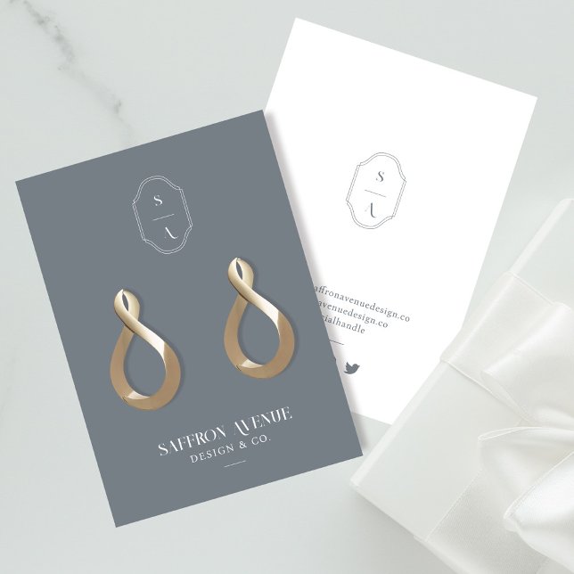 Tarjeta De Visita Moda Pantalla Mínima De Gris Personalizado Monogra (Subido por el creador)
