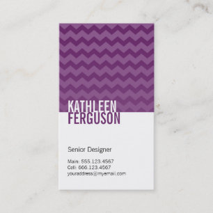 Tarjeta De Visita Moda patrón de chevron profundo morado dos tonos e