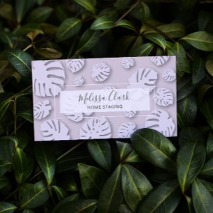 Tarjeta De Visita Moda Patrón tropical moderno de hoja de monastera