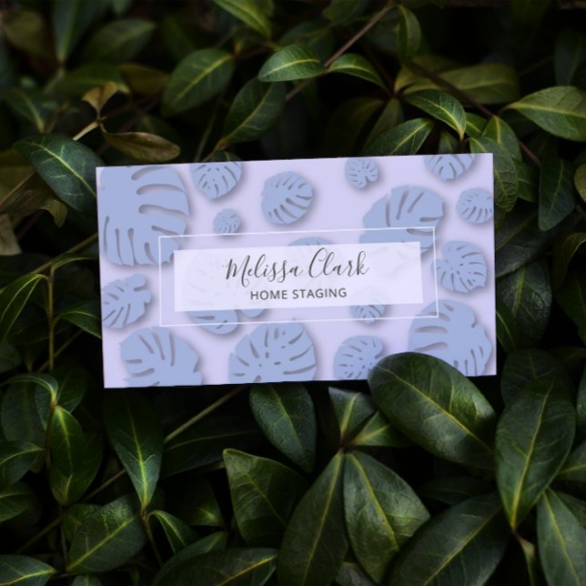 Tarjeta De Visita Moda Patrón tropical moderno de hoja de monastera (Subido por el creador)