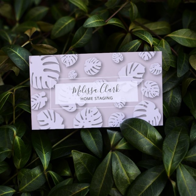 Tarjeta De Visita Moda Patrón tropical moderno de hoja de monastera (Subido por el creador)