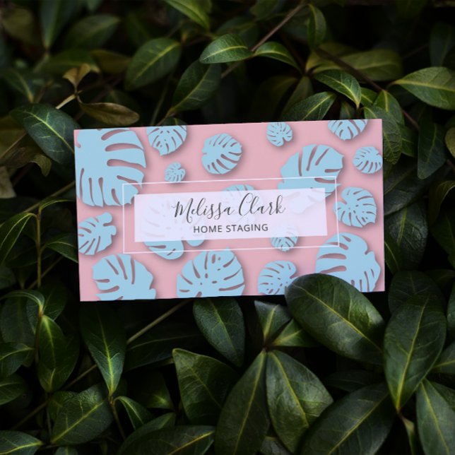Tarjeta De Visita Moda Patrón tropical moderno de hoja de monastera (Subido por el creador)