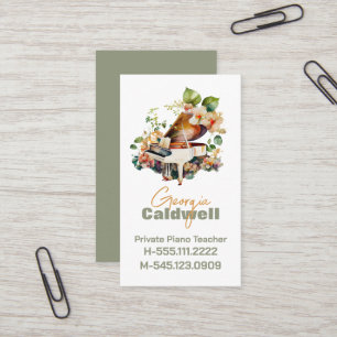 Tarjeta De Visita Moda Piano Teacher Watercolor Art