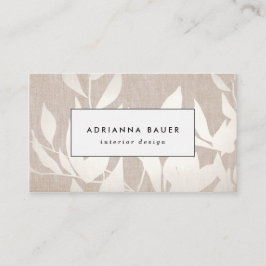 Tarjeta De Visita Moda Plata moderna deja a la naturaleza Tan Linen 