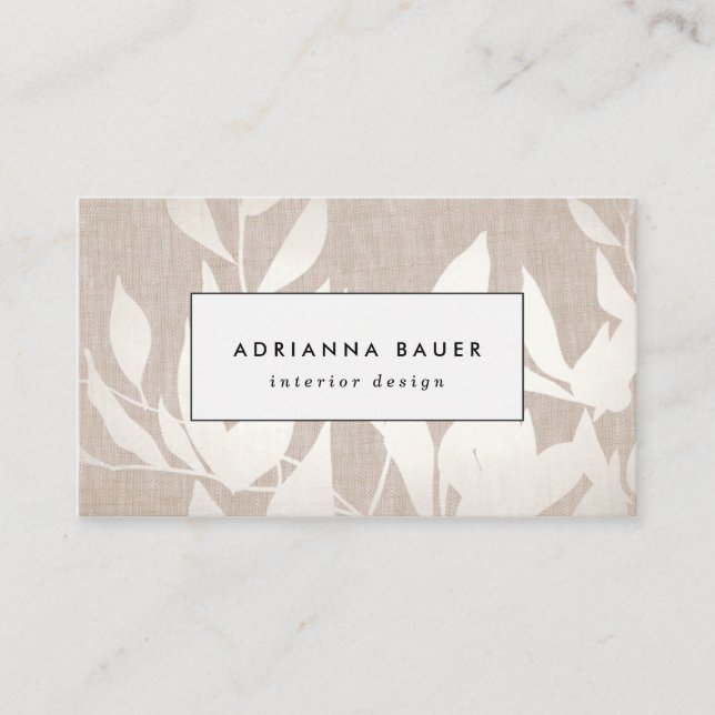Tarjeta De Visita Moda Plata moderna deja a la naturaleza Tan Linen  (Anverso)