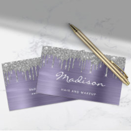 Tarjeta De Visita Moda Plata Purpurina Drilist Stylist