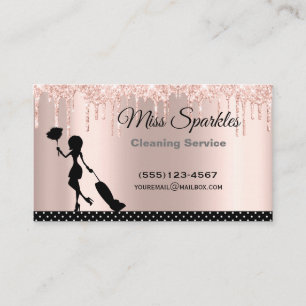 Tarjeta De Visita Moda Polka Dot Purpurina Drip Servicios de Limpiez