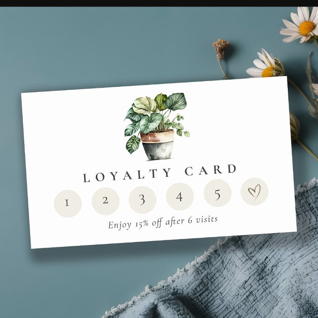 Tarjeta De Visita Moda Potted Leafy House Plantas 6 Punch Loyalty (Subido por el creador)