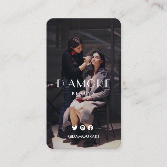 Tarjeta De Visita Moda Profesional 2 Fotos Blanco y Negro (Anverso)