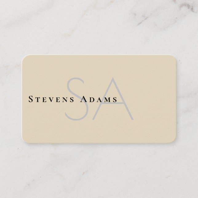 Tarjeta De Visita Moda Profesional Beige Monogrammed (Anverso)