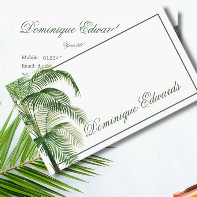 Tarjeta De Visita Moda profesional del verde de la palmera tropical (Subido por el creador)
