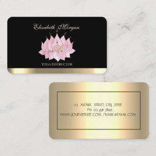 Tarjeta De Visita Moda profesional elegante Lotus, negro