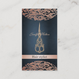 Tarjeta De Visita Moda profesional elegante tijeras adamascadas de l