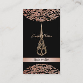 Tarjeta De Visita Moda profesional elegante tijeras adamascadas de l