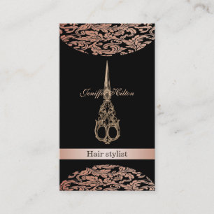 Tarjeta De Visita Moda profesional elegante tijeras adamascadas de l