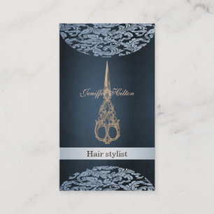 Tarjeta De Visita Moda profesional elegante tijeras adamascadas de l