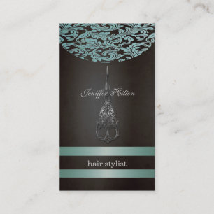 Tarjeta De Visita Moda profesional elegante tijeras adamascadas de l