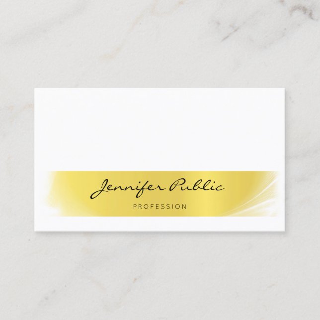 Tarjeta De Visita Moda Profesional Escrito A Mano Moderno Gold Luxur (Anverso)