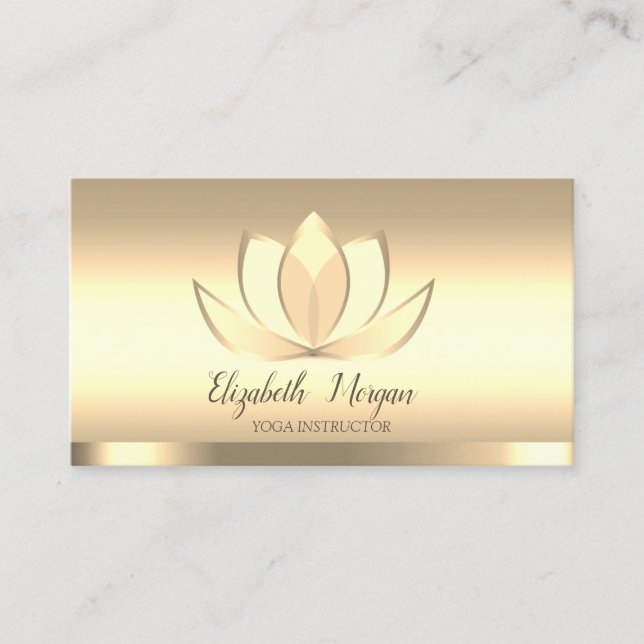 Tarjeta De Visita Moda profesional Gold Lotus Flower Yoga (Anverso)