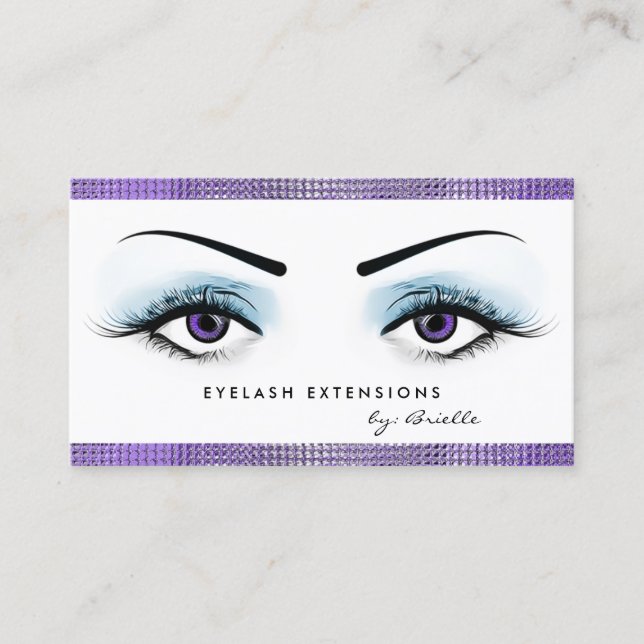 Tarjeta De Visita Moda Purple Eyes Girly Eyelash Extensions Boutique (Anverso)
