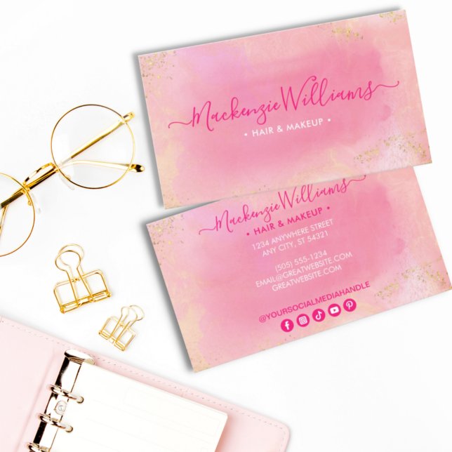 Tarjeta De Visita Moda Purpurina de oro rosa Marble Monograma moda (Subido por el creador)