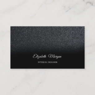 Tarjeta De Visita Moda Purpurina negro elegante profesional moderno