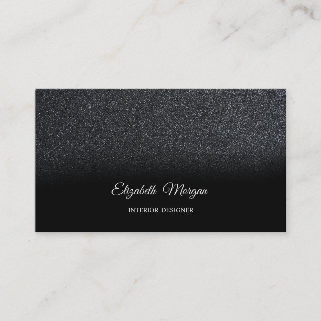 Tarjeta De Visita Moda Purpurina negro elegante profesional moderno (Anverso)