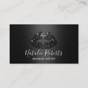 Tarjeta De Visita Moda Purpurina negro levanta salón de belleza de