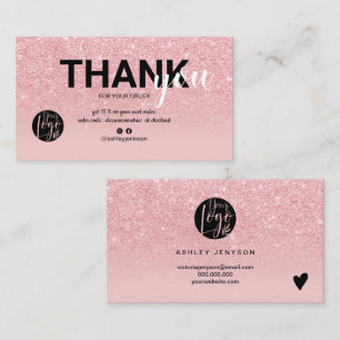 Tarjeta De Visita Moda purpurina rosa oscuro fresco orden de logotip