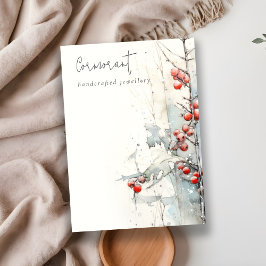 Tarjeta De Visita Moda Red Nieve Invierno Berries Blank Joyry Holder