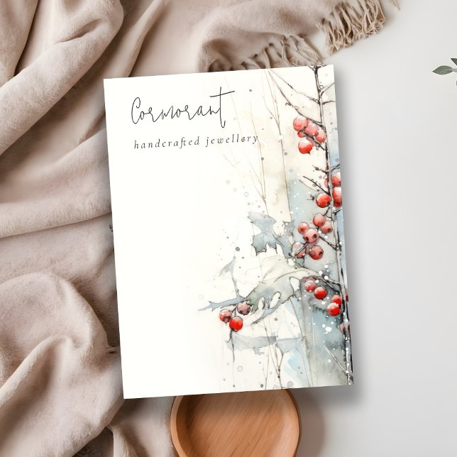 Tarjeta De Visita Moda Red Nieve Invierno Berries Blank Joyry Holder (Subido por el creador)