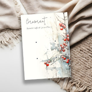 Tarjeta De Visita Moda Red Snow Winter Berries 2 Earring Stud Holder