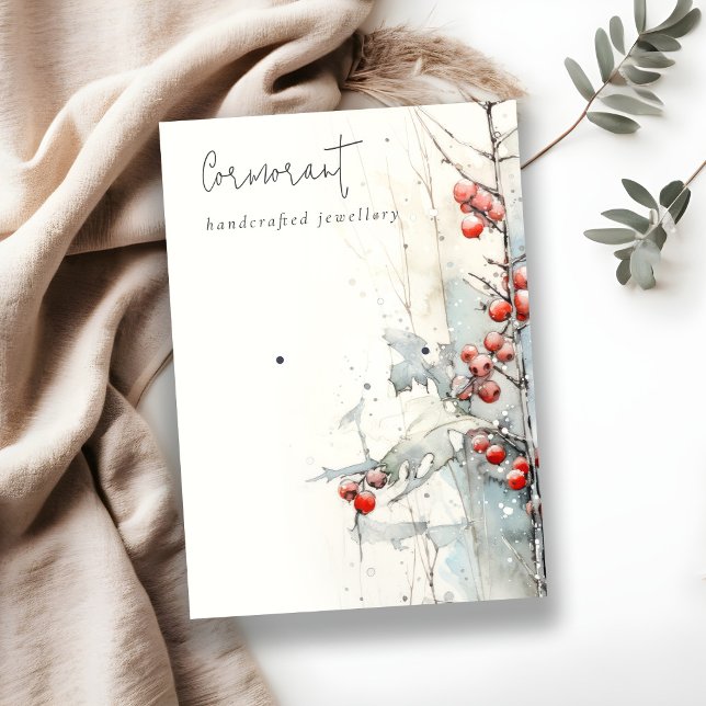 Tarjeta De Visita Moda Red Snow Winter Berries Earring Stud Holder (Subido por el creador)