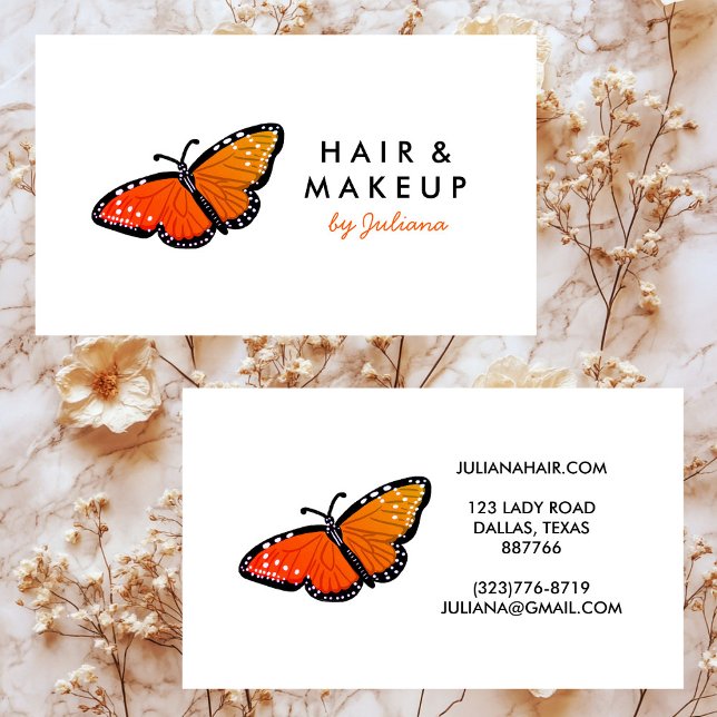 Tarjeta De Visita Moda Reina Mariposa Elegante Naranja y Negro (Chic Queen Butterfly Elegant Orange & Black Business Card
)