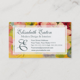 Tarjeta De Visita Moda Retro Elegante Primoras Florales Vintage Rosa