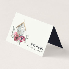 TARJETA DE VISITA MODA ROJA ROSA FLORAL DE MADERA ALOJAMIENTO DE CAS