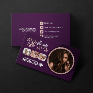 Tarjeta De Visita Moda Rosa Gold Beauty Spa Hair Nail Makeup Salon