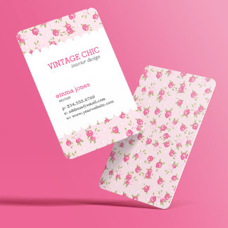Tarjeta De Visita Moda rosa impresión floral vintage