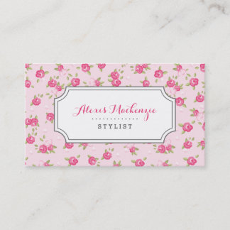 Tarjeta De Visita Moda rosa impresión floral vintage