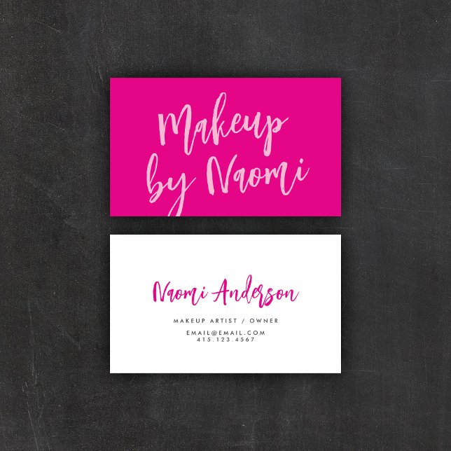 Tarjeta De Visita Moda Rosado caliente + guión moderno de caligrafía (Subido por el creador)